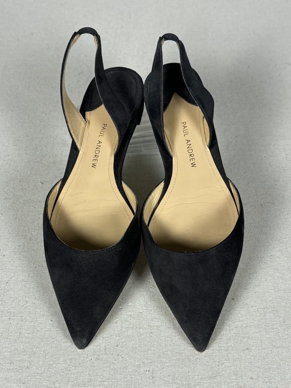 Paul Andrew Rhea Black Suede Slingback d'Orsay Pointed Toe Flats 36